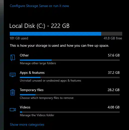 Discovering Storage Sense to sped up my PC in 2025.